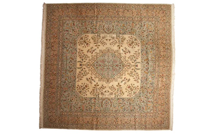 12×12 Vintage Bulgarian Kerman Design Square Carpet