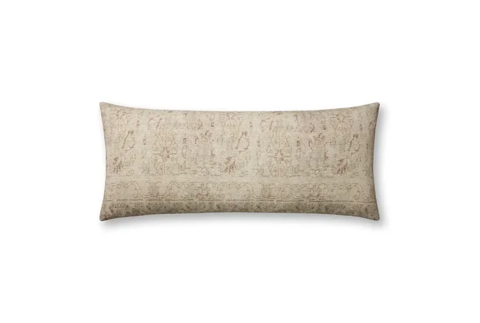 13” X 35” Celestia Natural & Wine Down Fill Accent Pillow by Amber Lewis x Loloi | Rectangle