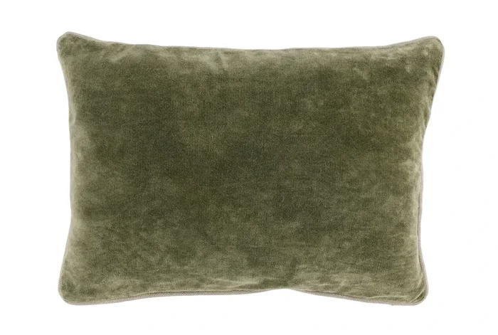14X20 Natural Moss Green Stonewashed Velvet Fabric Lumbar Throw Pillow | Rectangle