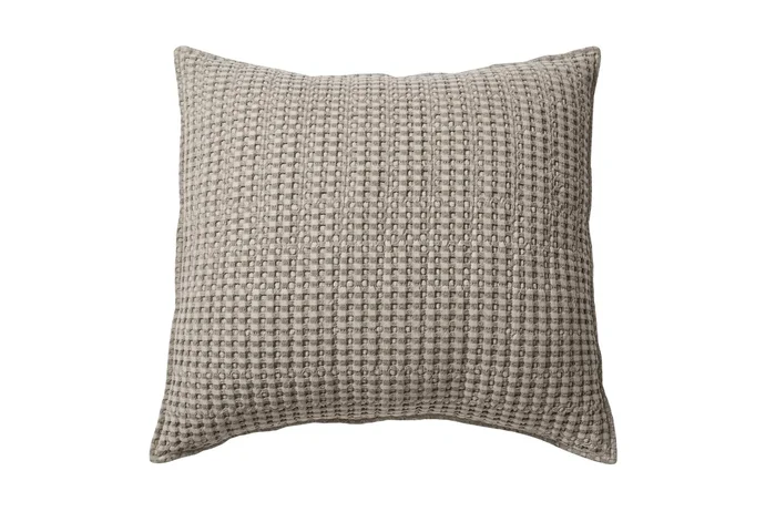 20X20 Cotton Waffle Taupe Square Pillow | Machine Washable | Grid
