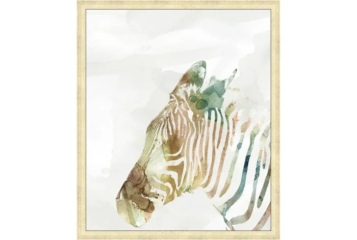 22X26 Jungle Friends Zebra With Gold Champagne Frame | Vertical | Made in the USA | Framed Art | Animals | Print