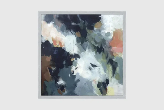 26X26 Midnight In The Garden Silver Frame | Square Botanical | Framed Art | Print | Made in the USA