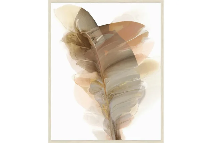 42X52 Taupe Flair II With Birch Frame | Vertical | Botanical | Framed Art | Print