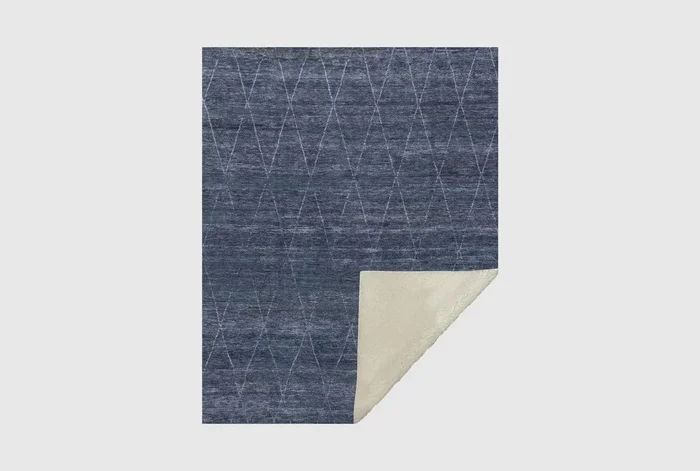50″X70″ Bello Washable Lattice Navy Blue Throw Blanket
