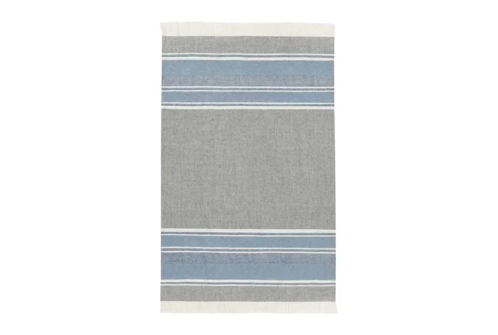 50X70 Blue + Gray Linen Stripe Throw