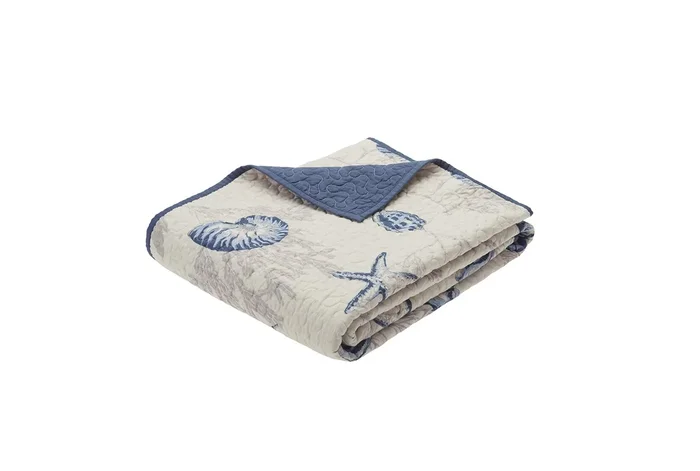 60″ X 70″ White Quebec Reversible Quilted Polyester Throw Blanket | Solid | Machine Washable