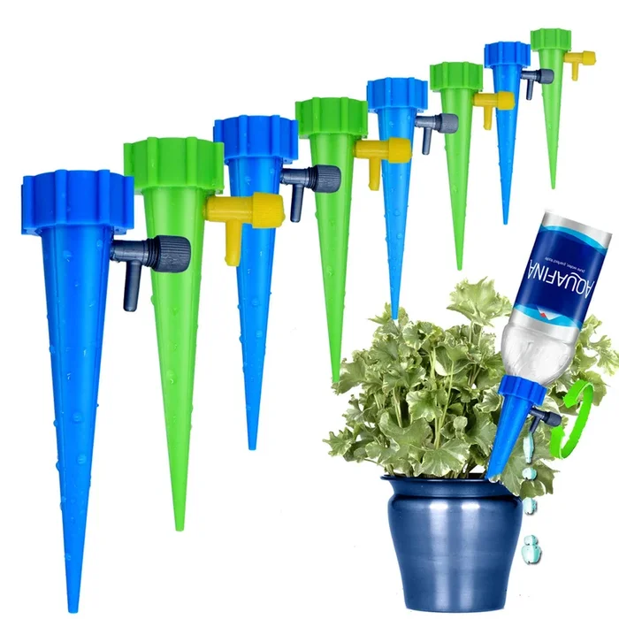 6Pcs/12Pcs Automatic Sprayer Watering Device Adjustable Water Flow Dripper With Switch Control Valve DIY Drip Irrigation System for Plants Indoor Household Waterers Bottle