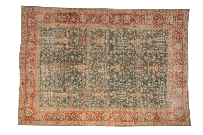 8×11.5 Vintage Distressed Tabriz Carpet