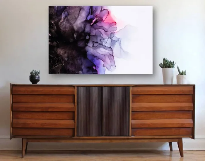 ‘BLACK ORCHID V’ – Epoxy Resin Black and White Abstract – Paintings