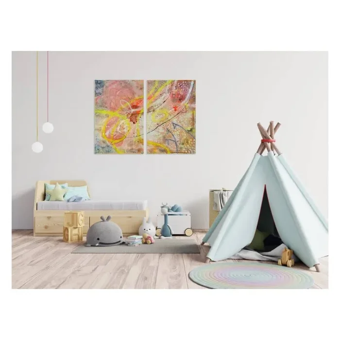 ‘GARDEN’ – Colorful Modern Abstract Diptych – Paintings
