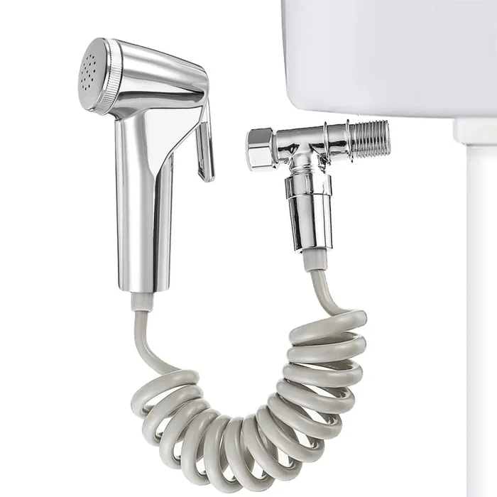 ABS Portable Handheld Bidet Sprayer Set for Toilet Retractable Spring Hose Adapter Free Mounting Bracket Cleaning Tool