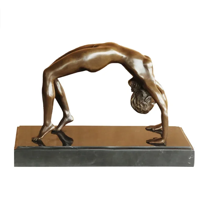 Acrobatic Girl Bronze Statues Sculptures Female Marble Base Metal Figurine Home Decor TPEA-102