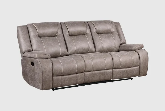 Acton Taupe Polyester 88″ Manual Reclining Sofa