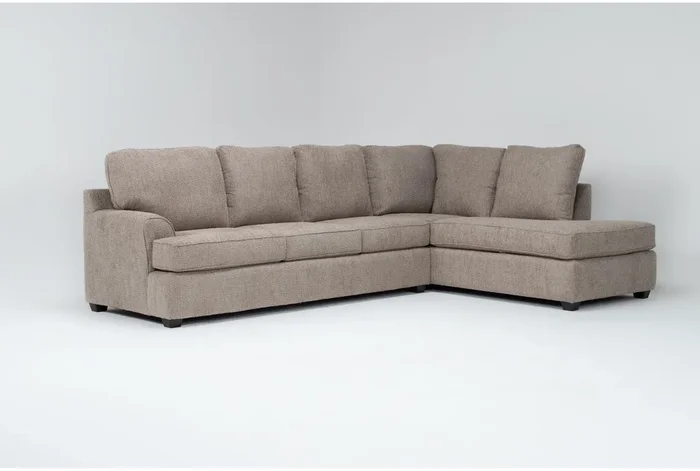 Alessandro II Taupe Brown Chenille Fabric 2 Piece Sectional With Left Arm Facing Sleeper Sofa & Right Arm Facing Corner Chaise