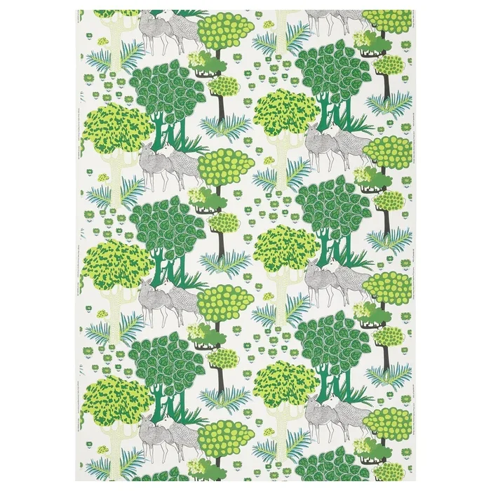 ÄLGÖRT Pre-cut fabric, forest pattern/white green, 150×300 cm (59×118 “)