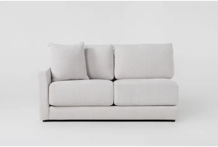 Alicia Greige Grey Beige Chenille Fabric Left Arm Facing Loveseat
