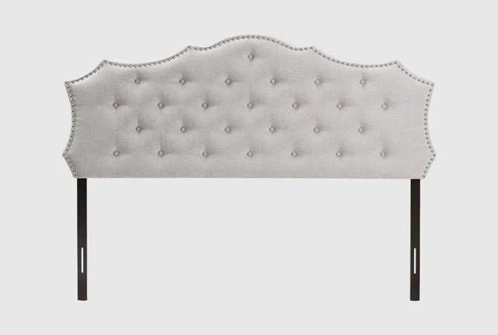 Alyssah Queen Greyish Beige Fabric Headboard