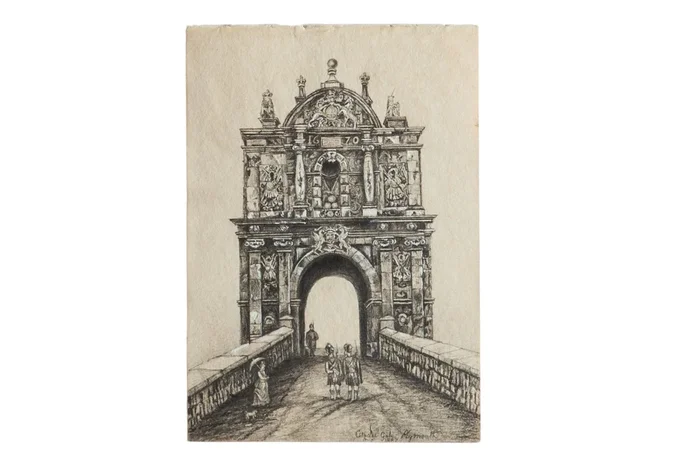 Antique Gate at Citadel Plymouth Drawing