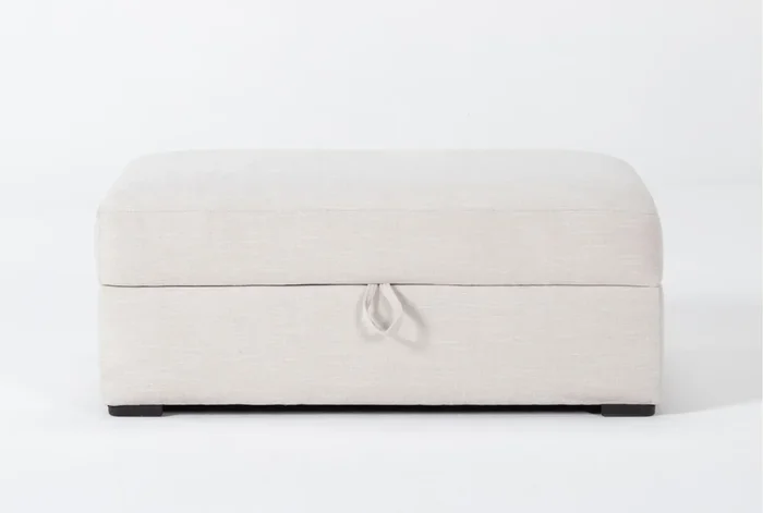 Araceli II Sand Beige Fabric Rectangle Storage Ottoman