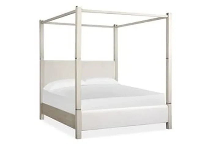 Aralyn Queen Natural Wood & Upholstered Canopy Bed