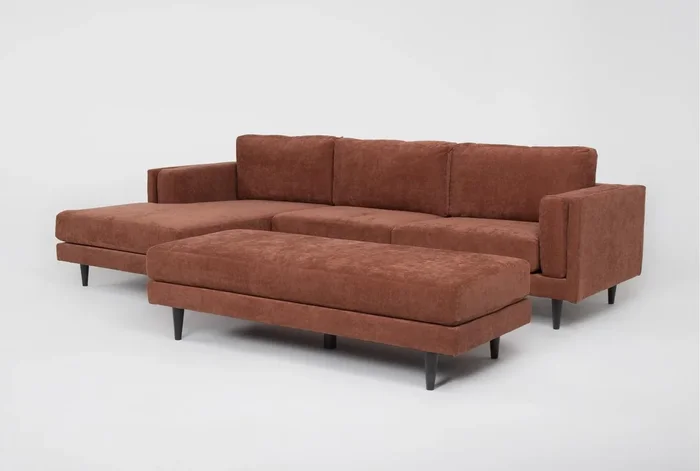 Aries II Nutmeg 2 Piece Sectional With Left Arm Facing Chaise & Cocktail Ottoman