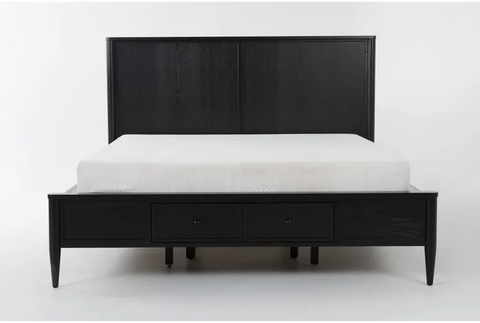 Austen Black Queen Wood Platform Bed With Side & Footboard Storage | Drawers