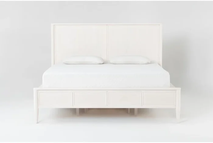 Austen White California King Wood Platform Bed With Side Storage | Drawers