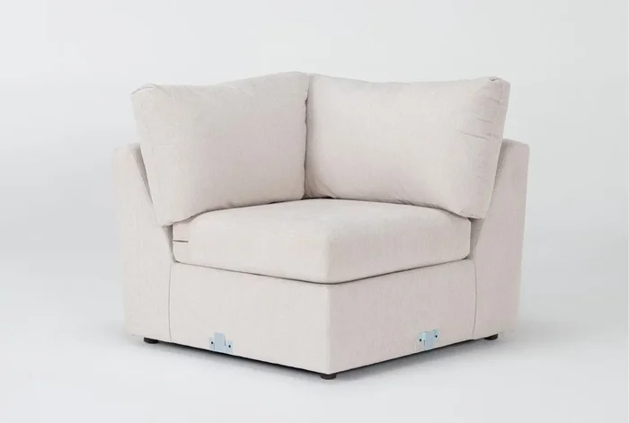 Basil Porcelain White Fabric Modular Corner