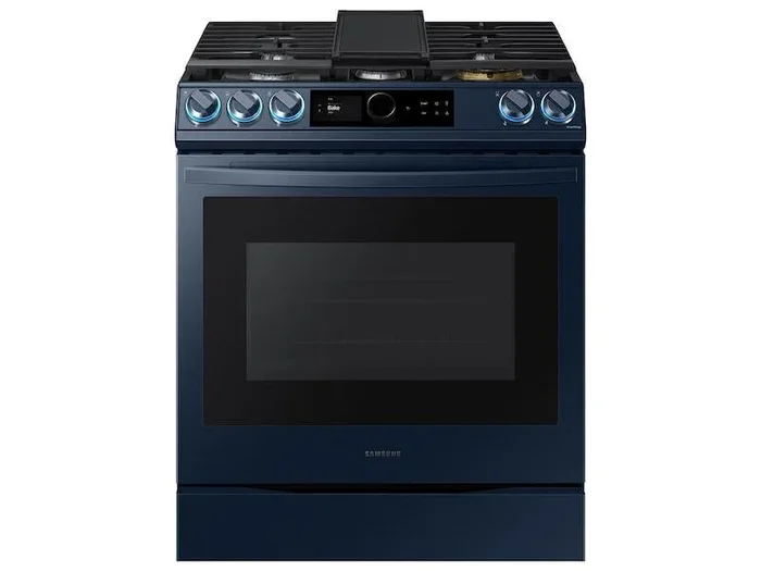 Bespoke Smart Slide-in Gas Range 6.0 cu. ft. with Smart Dial, Air Fry & Wi-Fi in Navy Steel – (NX60A8711QN)