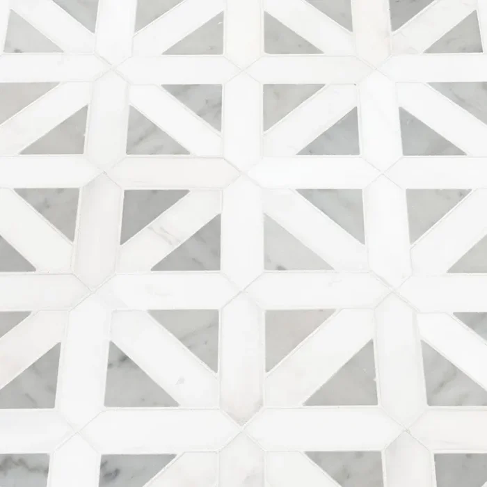 Bianco Dolomite Geometrica 12″ x 12″ Polished Marble Mesh-Mounted Mosaic Tile Pattern-MSI Collection