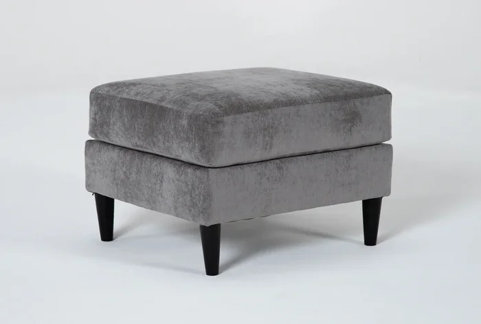 Bradley Charcoal Grey Fabric Modern Ottoman