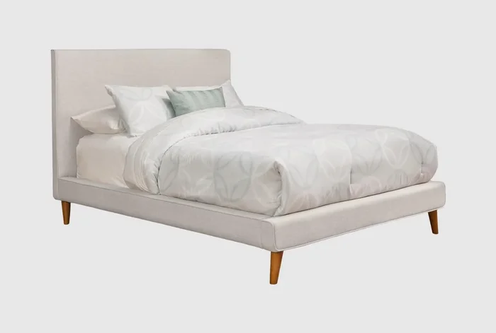 Brittney Light Grey Fabric Queen Upholstered Platform Bed
