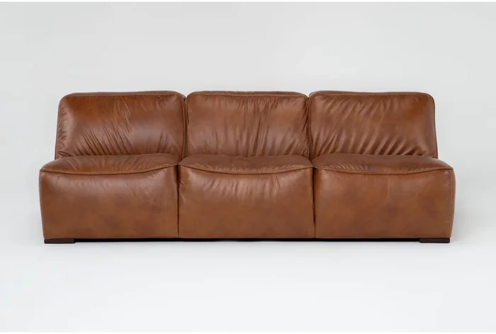 Burton Honey Brown Leather 91″ Armless Sofa