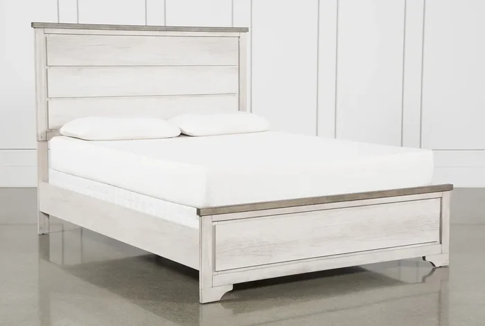 Cassie White King Wood Panel Bed | Adjustable Base Compatible