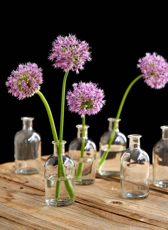 Clear Medicine Bottle Bud Vases, 5.25″ Tall & 2.5″ Diameter, Set of 48