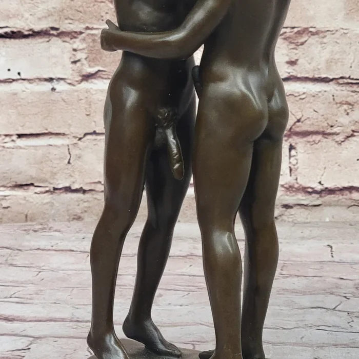 Collector Edition Nude Men Gay Art First Kiss Bronze Sculpture Signed Original Art ST-021