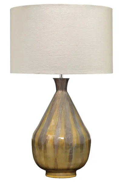 Daybreak Iron Table Lamp With Linen Shade, Grey Enameled