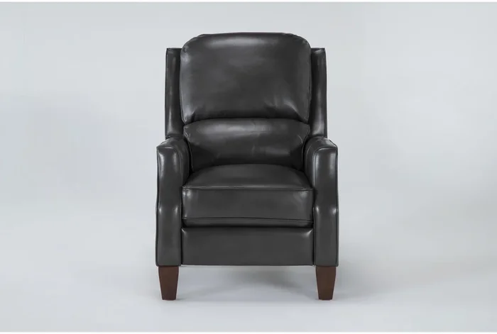 Douglas Dark Grey Leather Manual Push Back High Leg Recliner