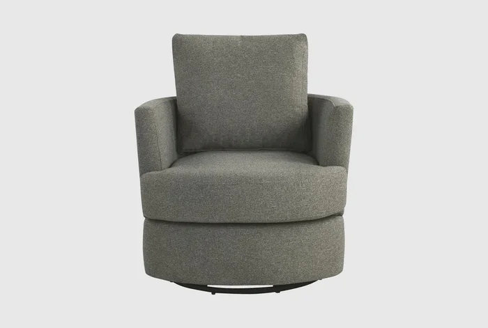 Ember Grey Swivel Accent Chair | With Arms | Fabric | Loose Reversible Back