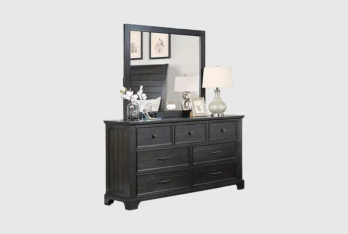 Ezekiel Brown Wood 7-Drawer Dresser With Mirror | Acacia