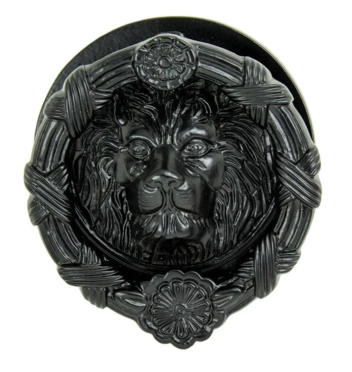 Hand Forged Cast Iron Black Royal Venetian Lion Head Decorative Door Knocker