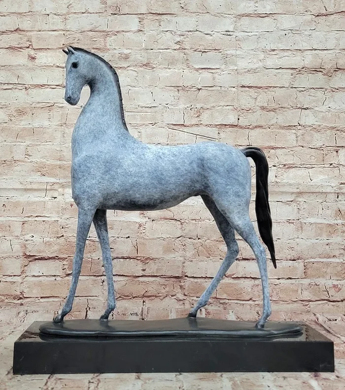 Hand Made Bronze Horse Figurine Signed T. Baker Modern Art Decor Lost Wax Sculpture