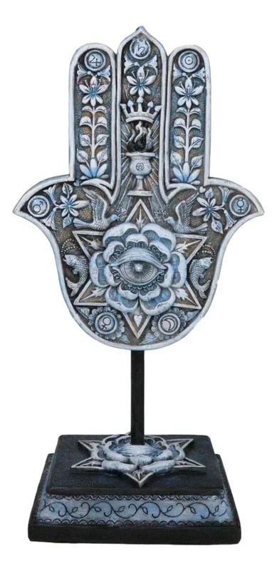 Hand of God Hamsa Palm With Magen David Star Eye of Providence Figurine Plaque