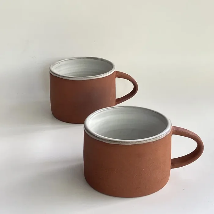 Handmade Modern Red Clay Coffee Mug, Short – Drinkware
