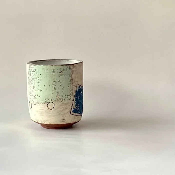 Handmade Tall Tea Cup, Yunomi with Abstract Drawings – Drinkware