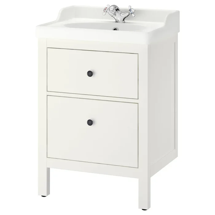 HEMNES / RUTSJÖN Bathroom vanity with sink & faucet, white, 62x49x95 cm (24 3/8×19 1/4×37 1/4 “)