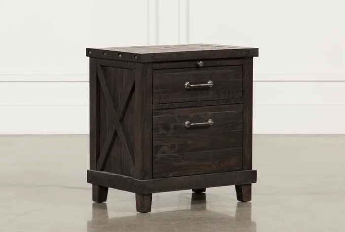 Jaxon Espresso Black Brown Wood Tall 28″ 2 Drawer Nightstand With USB | Pine