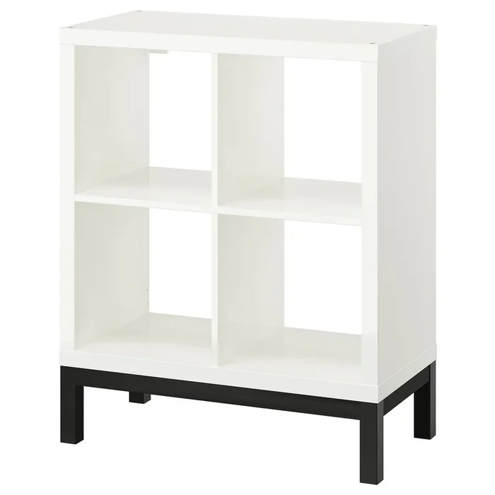 KALLAX Shelving unit with underframe, high-gloss/white/black, 77×94 cm (30 3/8×37 “)