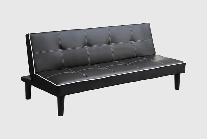 Katrina Black Faux Leather 67″ Upholstered Tufted Convertible Futon Sofa Bed Sleeper