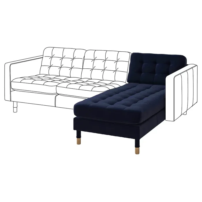 LANDSKRONA Chaise, add-on unit, Djuparp dark blue/wood